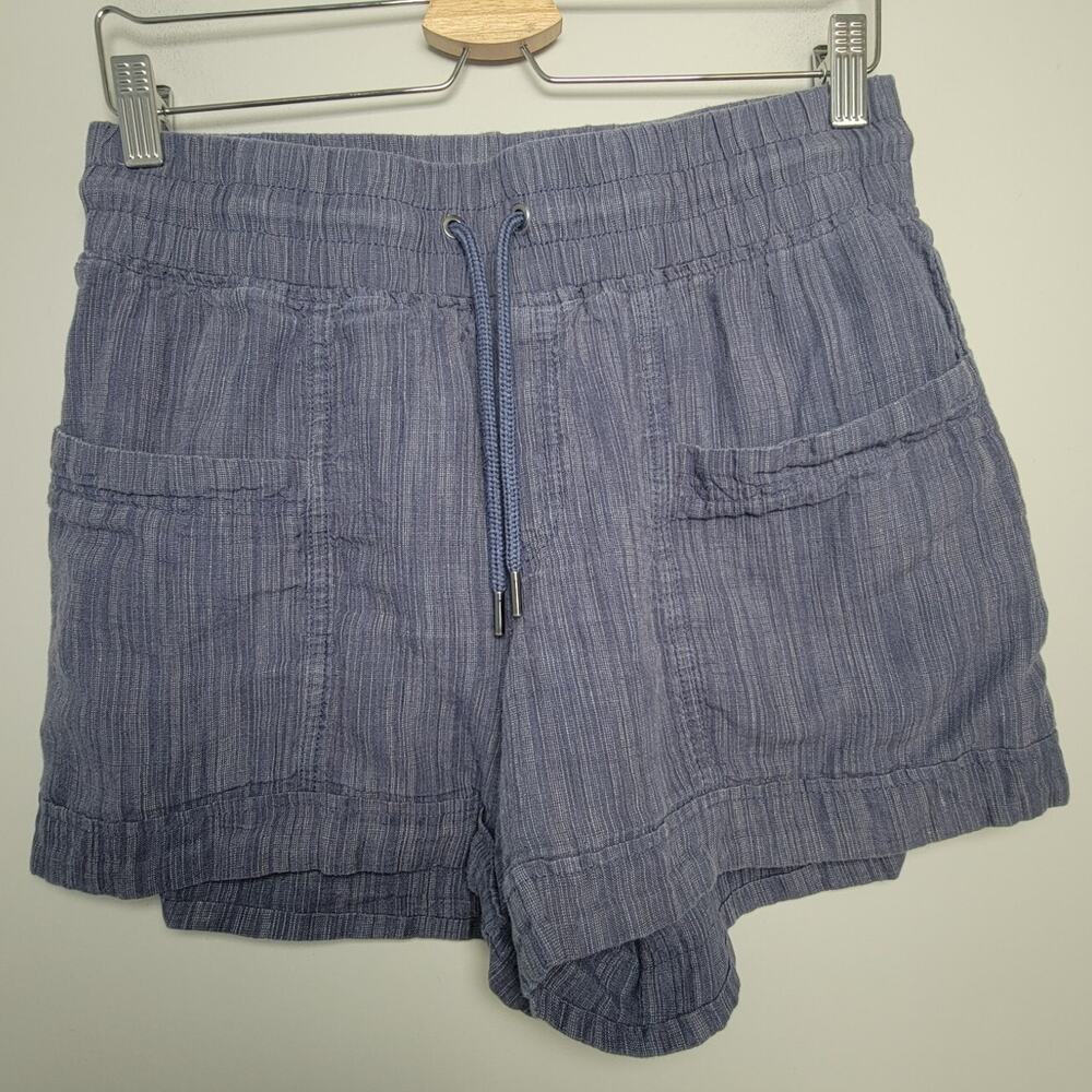 Athleta Womens 4 Cabo Linen Textured Pull On Shorts Violet 4” Inseam